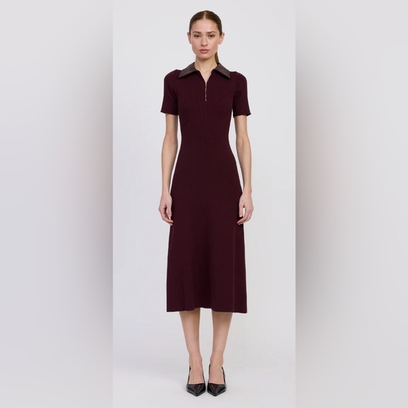 En Saison Dresses & Skirts - En Saison Women's Ora Knit Ribbed Midi Dress Small Plum Brown